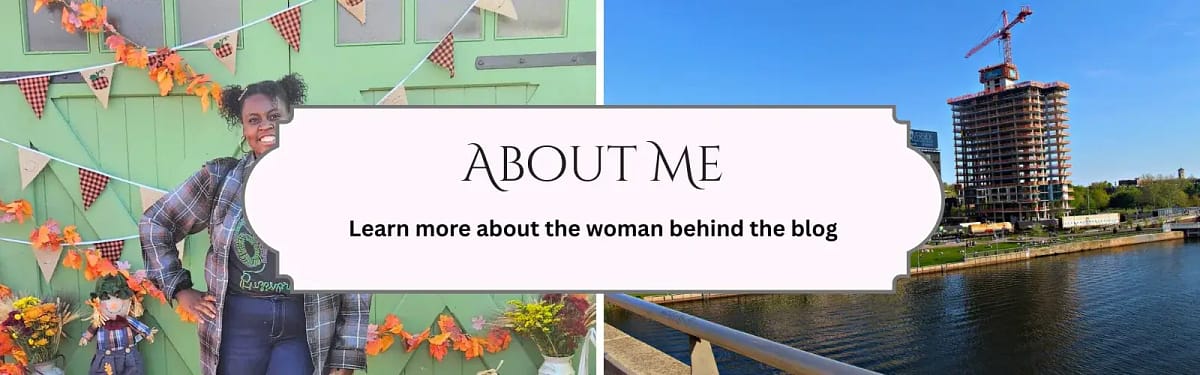 4 a phot collage that says about me, learn about the woman behind the food and lifestyle blog.
