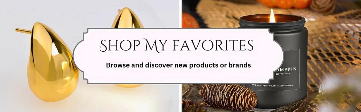 2 blog banner for my "favorite picks" page that showcases cozy room ideas, casual chic items, flavorful food finds, and more.