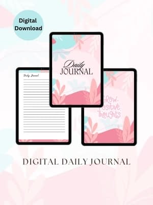 A colorful and girly daily journal template with prompts for gratitude and to-do lists.